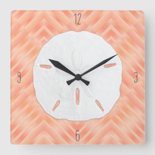 Sand Dollar Beach Numbers Square Wall Clock