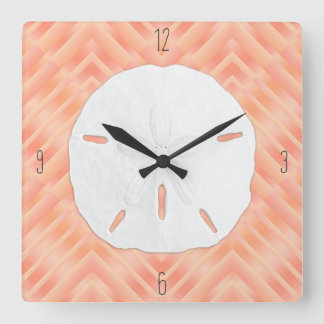 Sand Dollar Beach Numbers Square Wall Clock