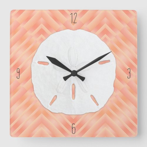 Sand Dollar Beach Numbers Square Wall Clock