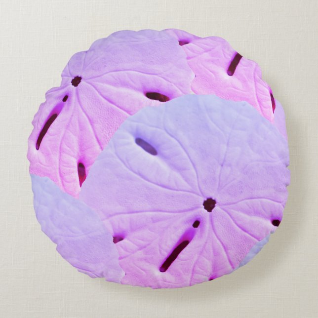 Sand Dollar Beach Pink Purple Ombre Abstract Cute Round Pillow (Front)