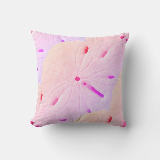 Sand Dollar Beach Pink Purple Ombre Art Abstract Outdoor Pillow (Front)