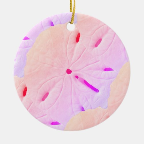 Sand Dollar Beach Pink Purple Ombre Artistic 2020 Ceramic Ornament