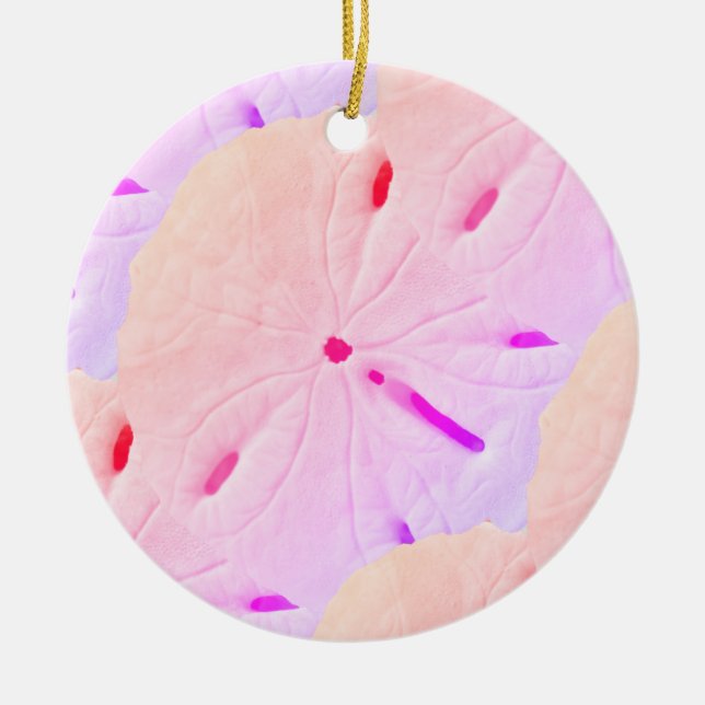 Sand Dollar Beach Pink Purple Ombre Artistic 2020 Ceramic Ornament (Front)