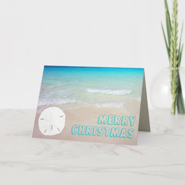 Sand Dollar Beach Tropical Christmas Cards (Front)