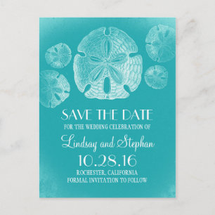 Sand Dollar Beach Turquoise Save the Date Postcard