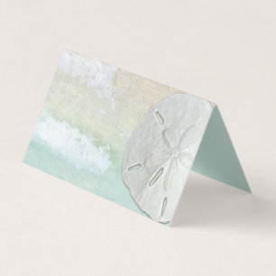 Sand Dollar Beach Waves Tented Blank Place Cards