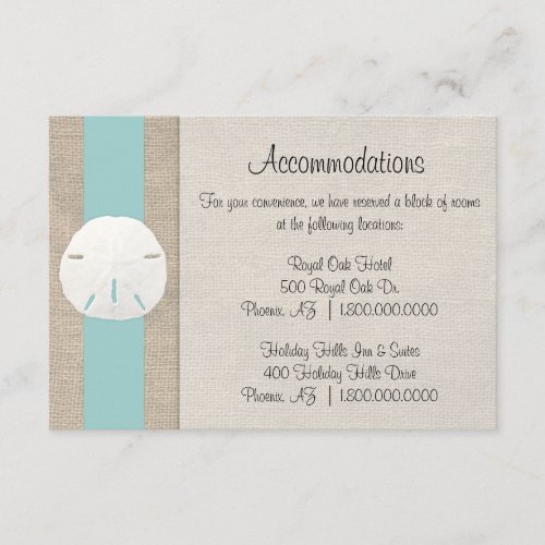 Sand Dollar Beach Wedding Accommodation Card