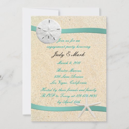 Sand Dollar Beach Wedding Engagement Party Invite