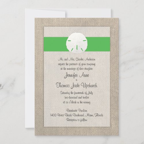 Sand Dollar Beach Wedding Invitation - Green