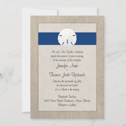 Sand Dollar Beach Wedding Invitation Peacock Blue