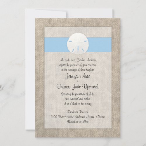 Sand Dollar Beach Wedding Invitation Sky Blue
