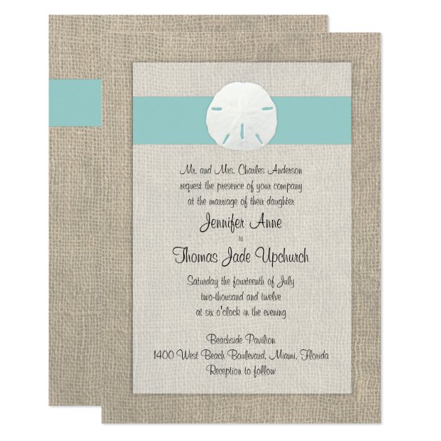 Sand Dollar Beach Wedding Invitation - Turquoise