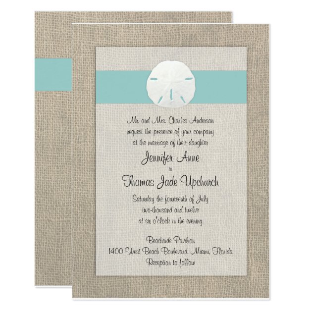 Sand Dollar Beach Wedding Invitation - Turquoise