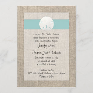 Sand Dollar Beach Wedding Invitation - Turquoise