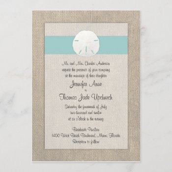 Sand Dollar Beach Wedding Invitation - Turquoise by ModernMatrimony at Zazzle