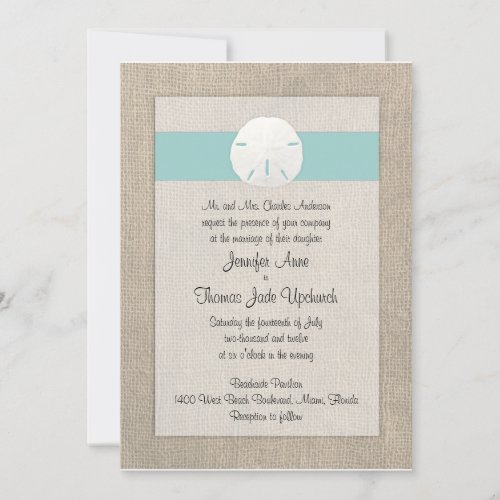 Sand Dollar Beach Wedding Invitation - Turquoise