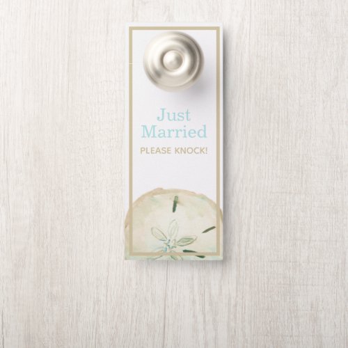 Sand Dollar Beach Wedding Just Married Favor Door Hanger