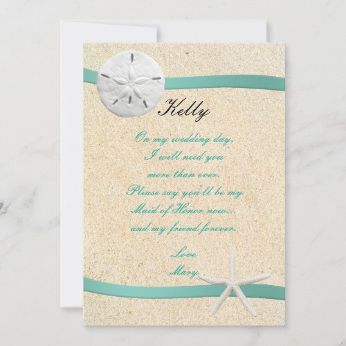 Sand Dollar Beach Wedding Maid Of Honor Card