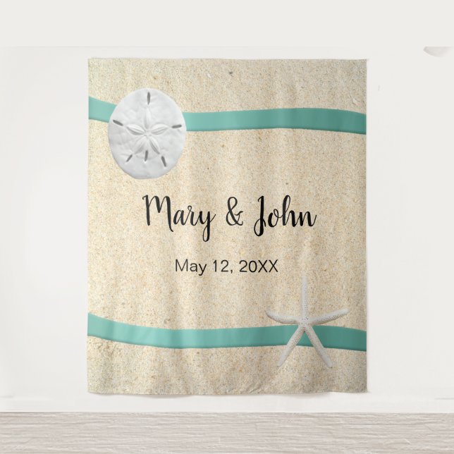 Sand Dollar Beach Wedding Photo Backdrop (Front)