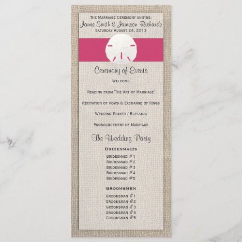 Sand Dollar Beach Wedding Program - watermelon