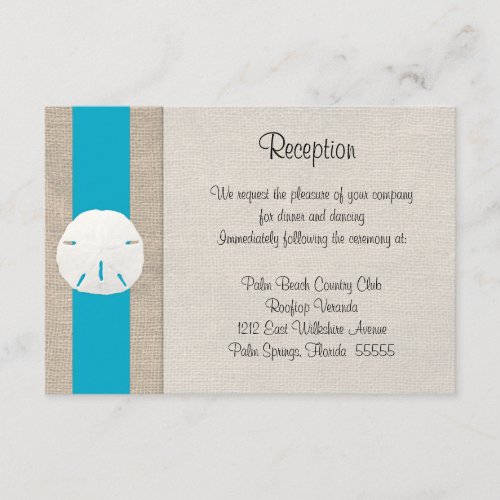 Sand Dollar Beach Wedding Reception Card Malibu
