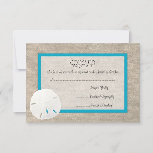 Sand Dollar Beach Wedding RSVP card Malibu