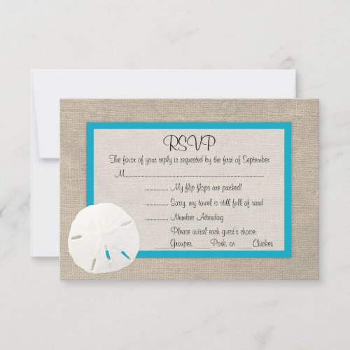 Sand Dollar Beach Wedding RSVP card Malibu 2