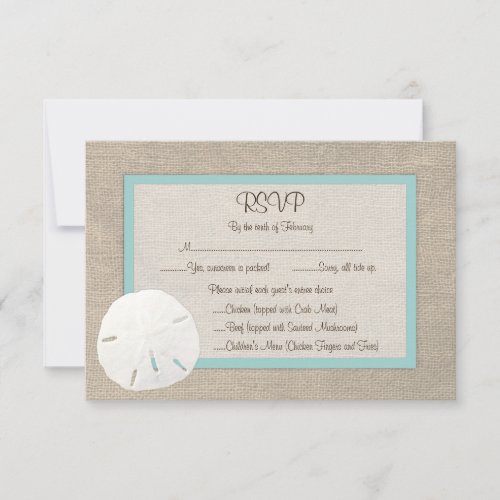 Sand Dollar Beach Wedding RSVP Card _ Turquoise