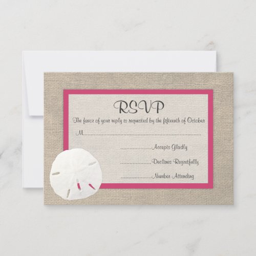 Sand Dollar Beach Wedding RSVP card - Watermelon