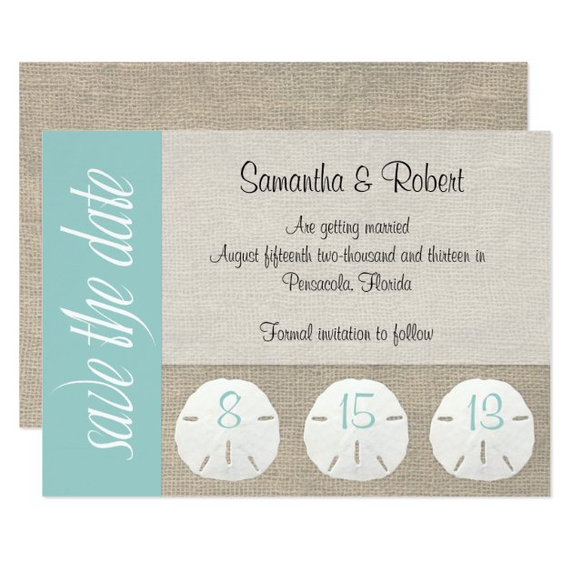 Sand Dollar Beach Wedding Save The Date Card