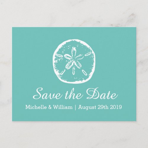 Sand dollar beach wedding save the date cards