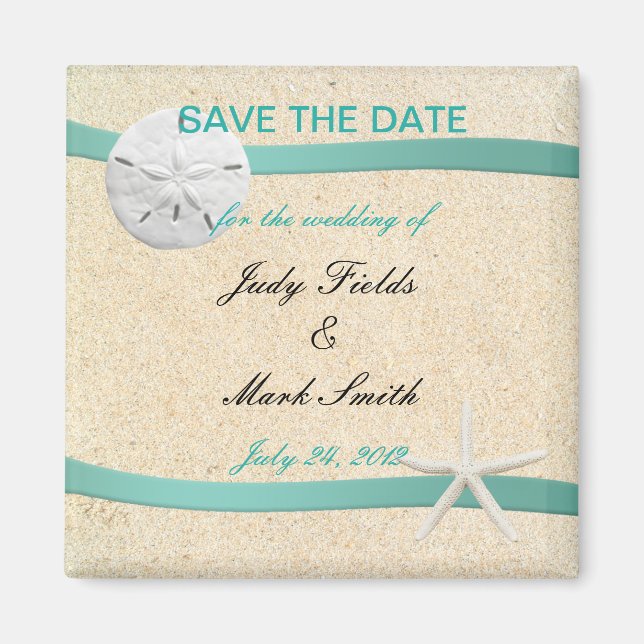 Sand Dollar Beach Wedding Save The Date Magnet (Front)