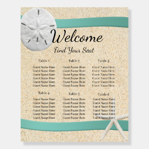 Sand Dollar Beach Wedding Seating Chart Foam Board