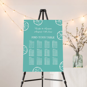 Sand dollar beach wedding seating chart foam board
