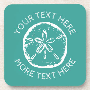 Sand dollar beachy shell plastic beverage coaster