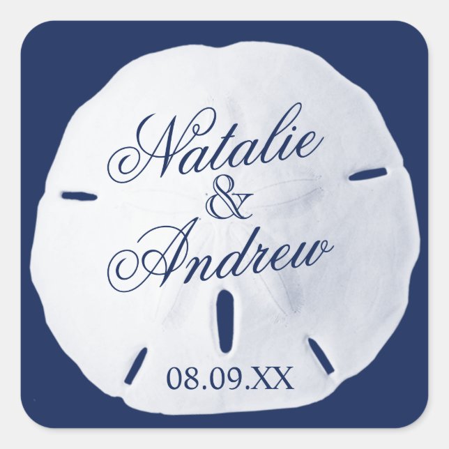 Sand Dollar Blue Square Sticker (Front)