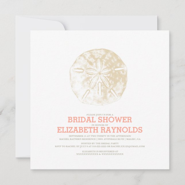 Sand Dollar Bridal Shower Invitations (Front)