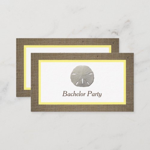 Sand Dollar  Burlap Bachelor Party Ticket Invite