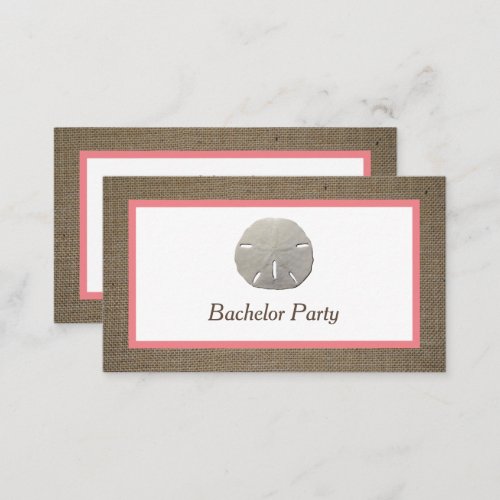 Sand Dollar  Burlap Bachelor Party Ticket Invite