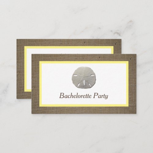 Sand Dollar  Burlap Bachelorette Party Ticket