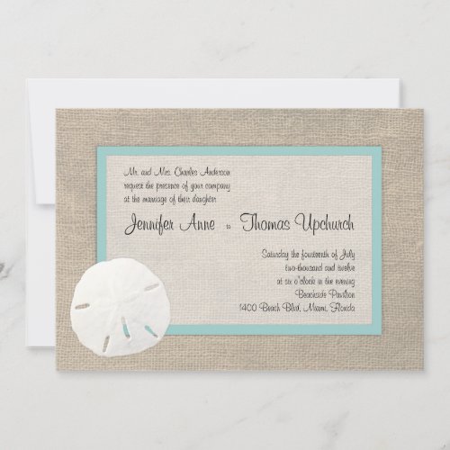 Sand Dollar &amp; Burlap Beach Wedding Invitation