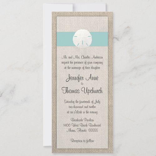 Sand Dollar &amp; Burlap Beach Wedding Invitation