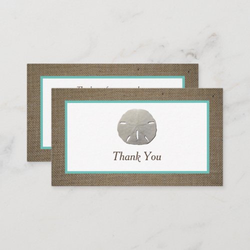 Sand Dollar  Burlap Business Thank You Card