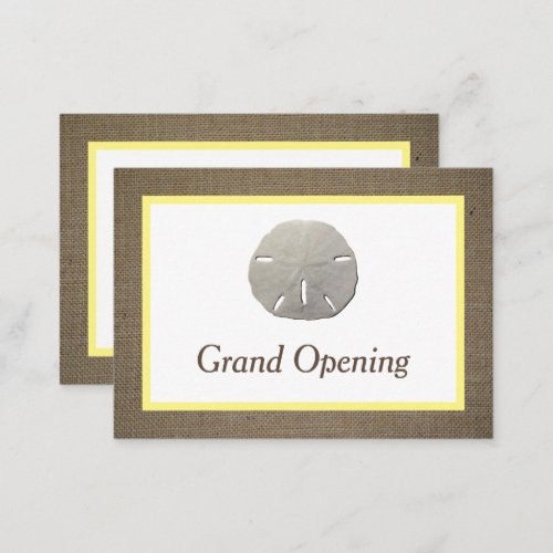 Sand Dollar  Burlap Grand Opening Ceremony Card