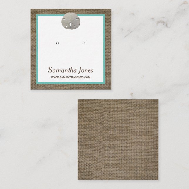 Sand Dollar & Burlap Jewelry Display Card (Front/Back)