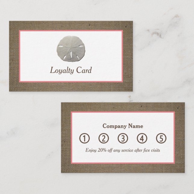 Sand Dollar & Burlap Loyalty Card (Front/Back)