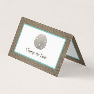 Sand Dollar & Burlap Photo Change The Date Card