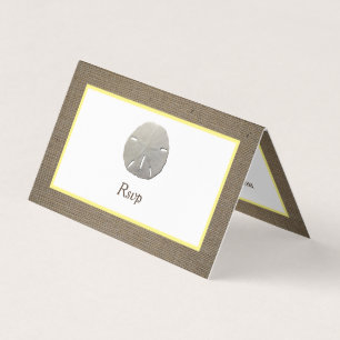 Sand Dollar & Burlap Photo RSVP Card