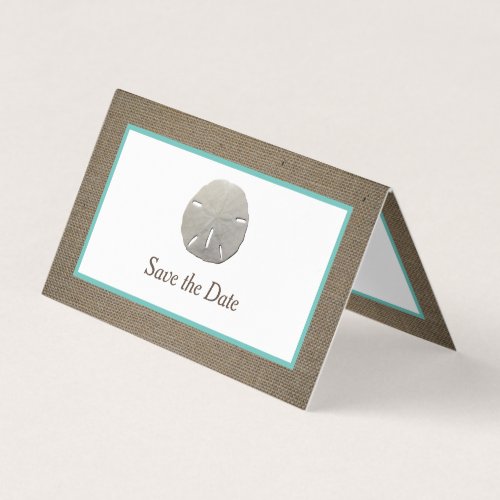 Sand Dollar  Burlap Photo Save The Date Card