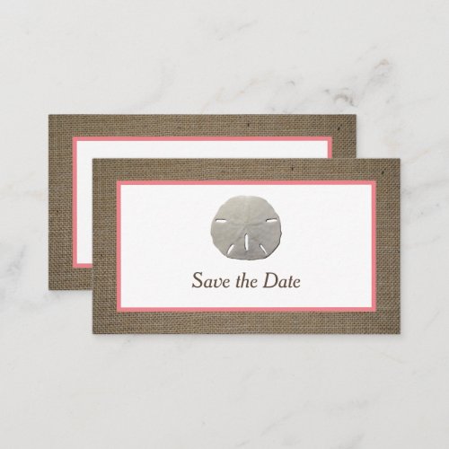 Sand Dollar  Burlap Save The Date Card